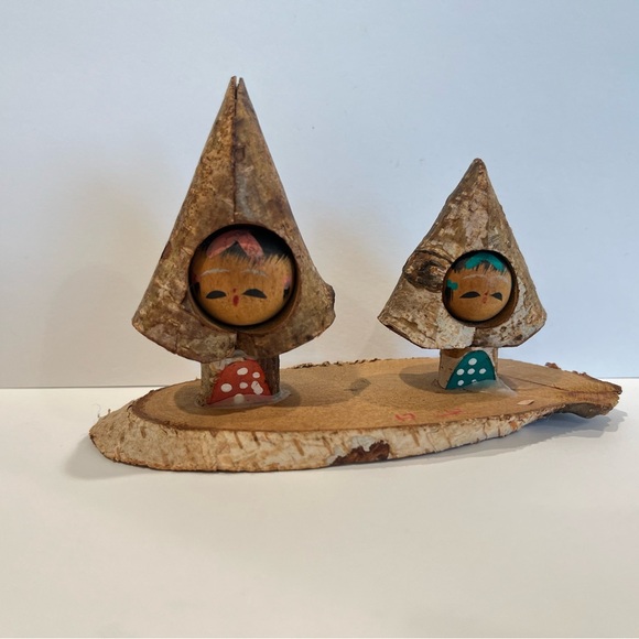 Ornament Kokeshi Pair Kamikochi Alps Japan Souvenir Local Toy Japanese Doll Old - Picture 9 of 10